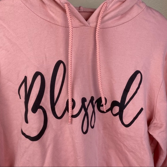 Blessed Pink Crop Drawstring Sweater - Picture 4 of 8
